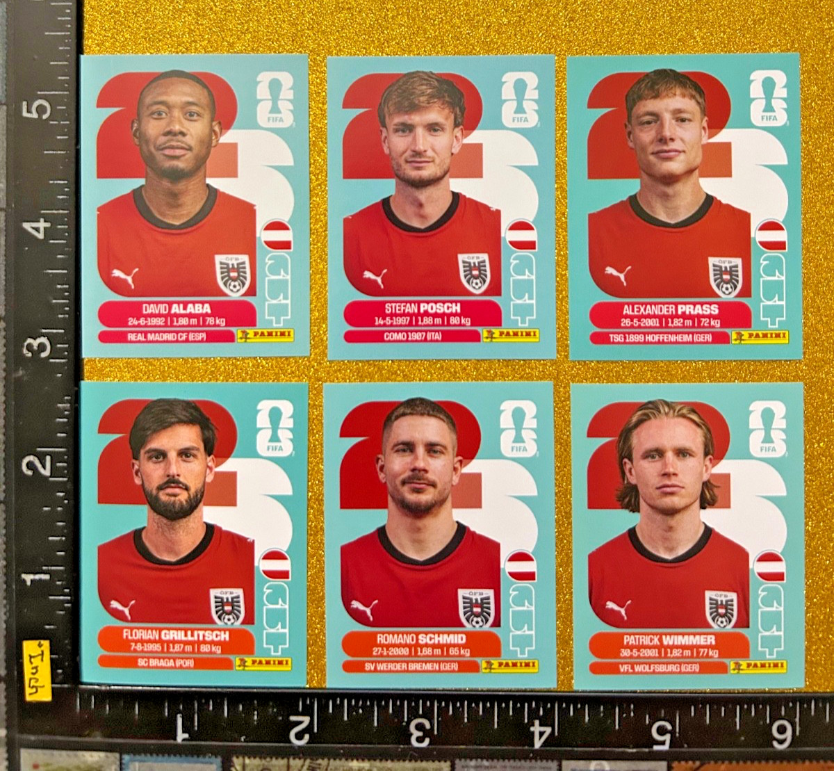 PANINI STICKERS WORLD CUP 2026 USA-MEX-CAN, SET OF 6 BLUE, AUSTRIA TEAM