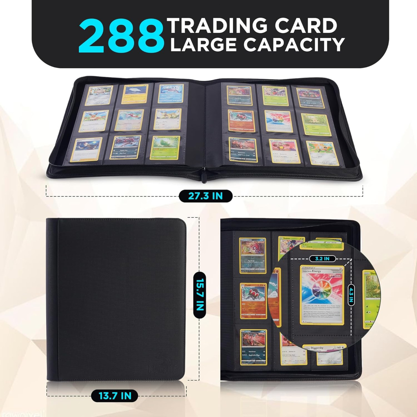 Toploader Binder Holds 288 Toploaders 9 Pocket Top Loader Binders for 3 x 4”