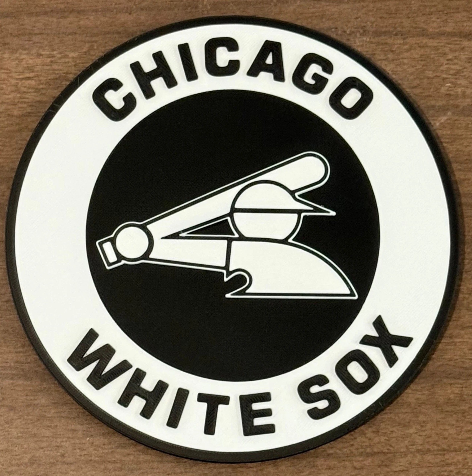 Chicago White Sox Retro 3D Printed Sign Emblem | Black White Hanging Wall Decor