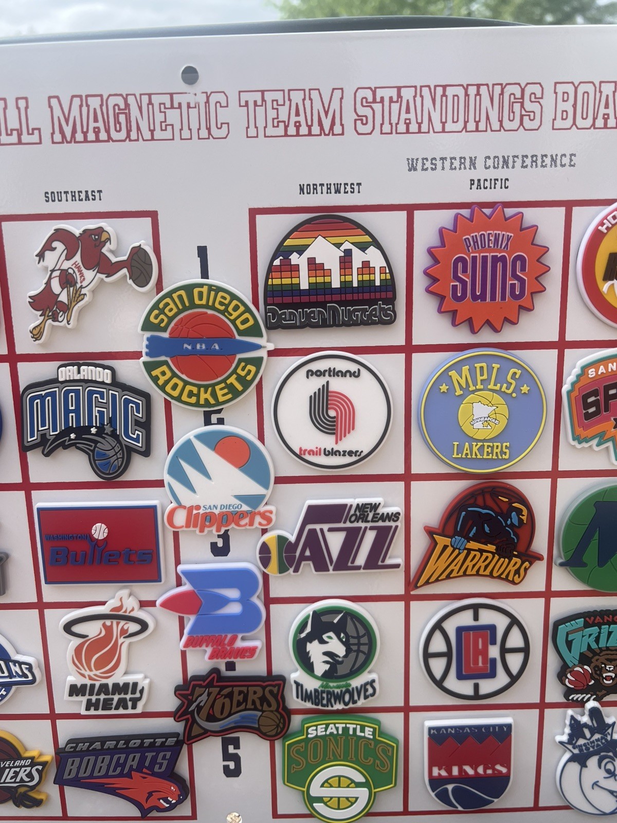 VINTAGE NBA THROWBACK MAGNETIC STANDING BOARD WITH 34 RUBBER FRIDGE MAGNETS 2026