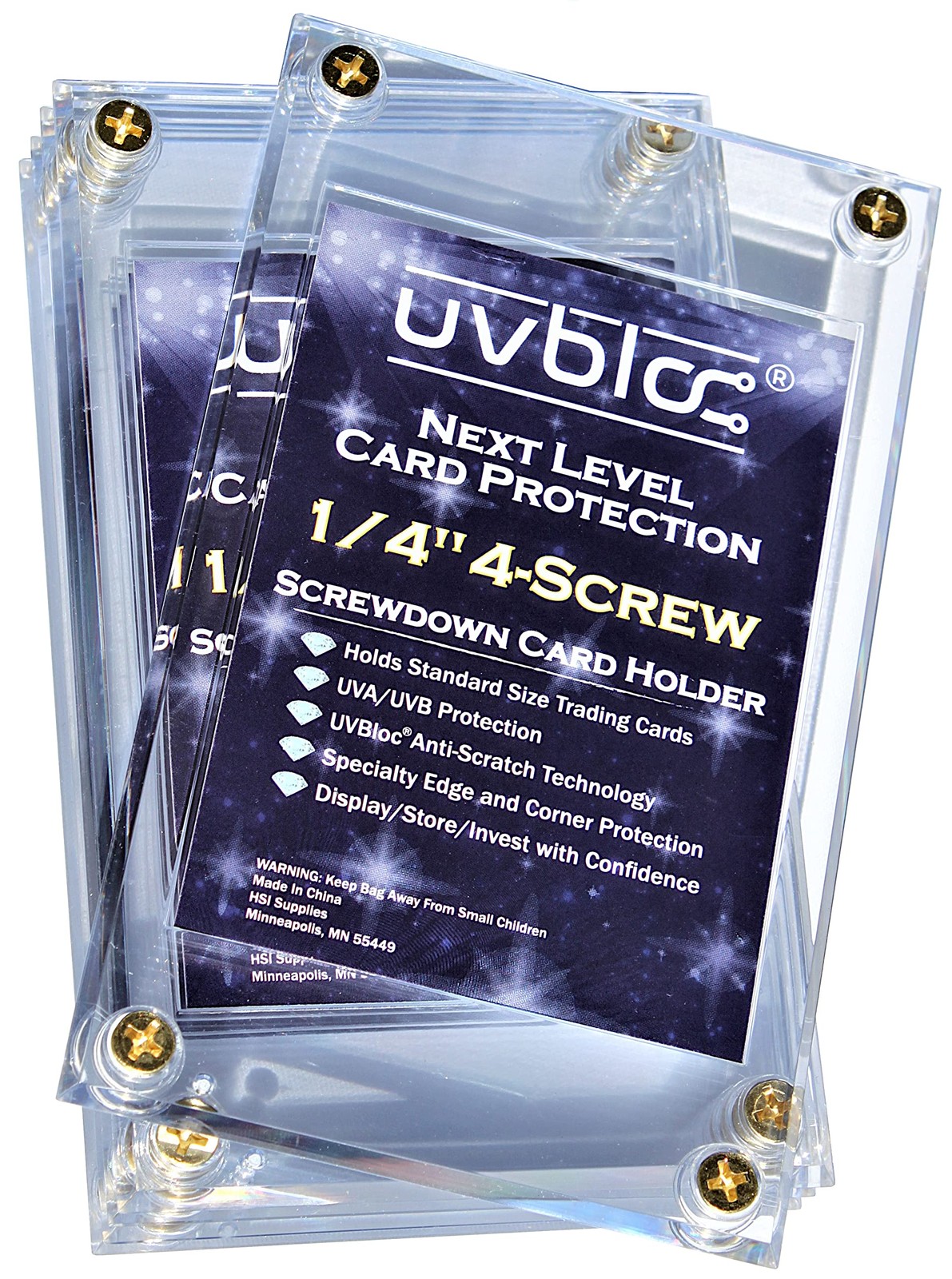 Baseball Card Holder Cases 5 Pack Protectors Hard Plastic Screw Down 35pt Sle