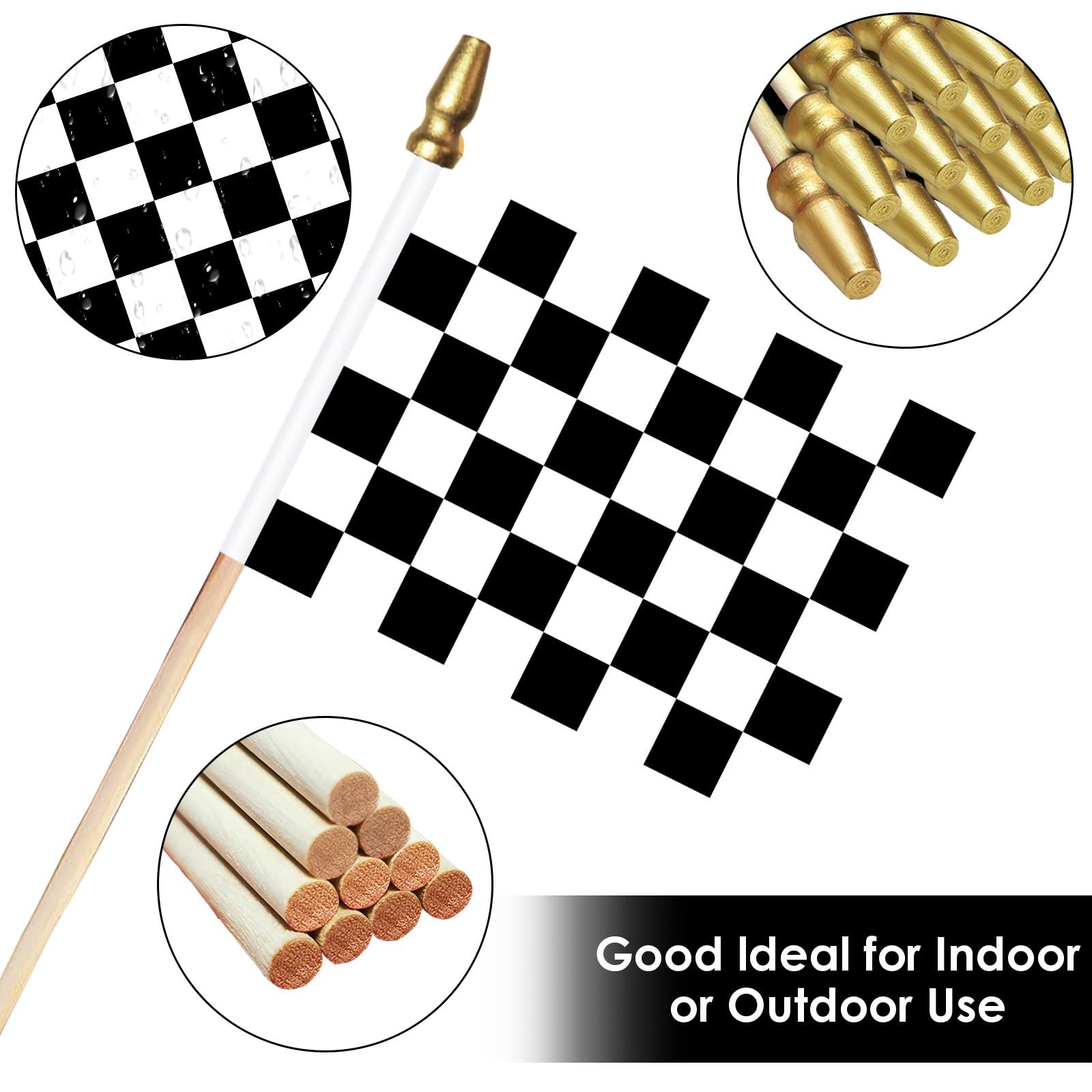 AhfuLife 30 Pcs Checkered Handheld Flag for Racing 5×8 Inch-30 Pcs,