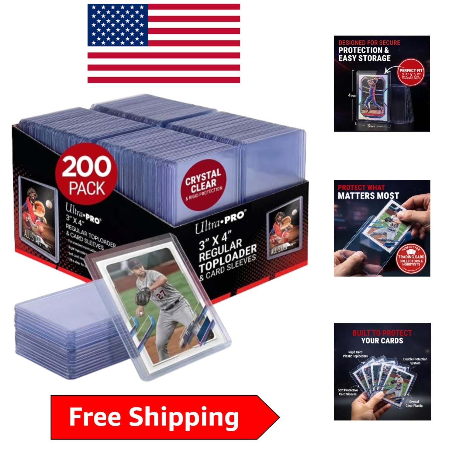 Double-Layer Card Protection System – 200 Transparent Holders for Collectibles