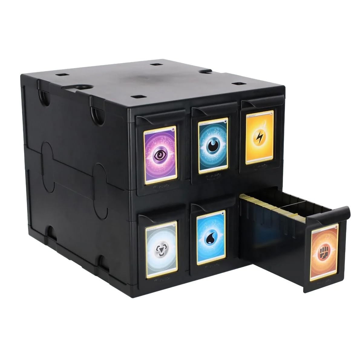 6 Drawer Card Catalog – Black | Stackable Trading Card Organizer Box | Holds …