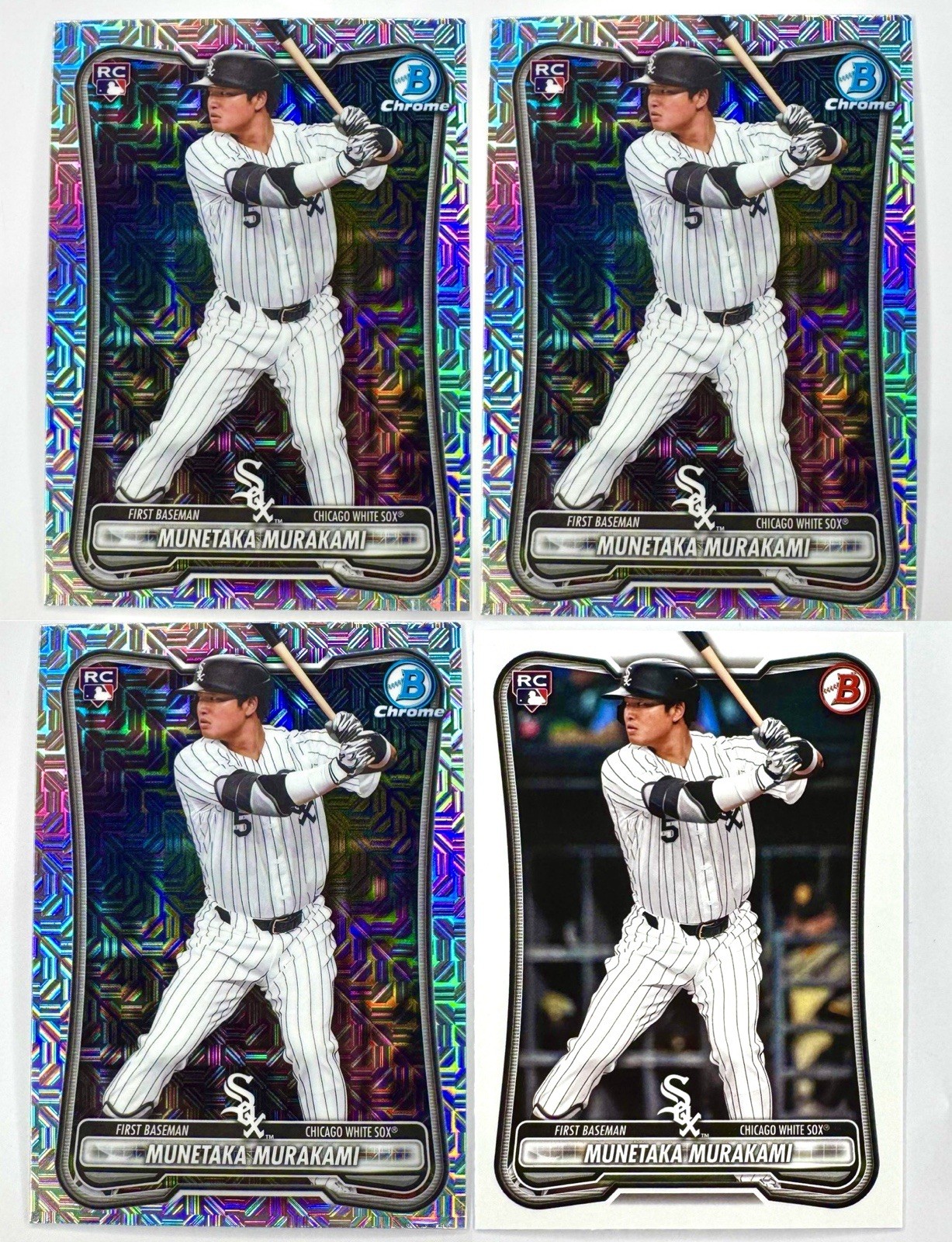 MUNETAKA MURAKAMI 2026 Bowman Chrome MOJO REFRACTOR + Paper White Sox (4 CARDS)