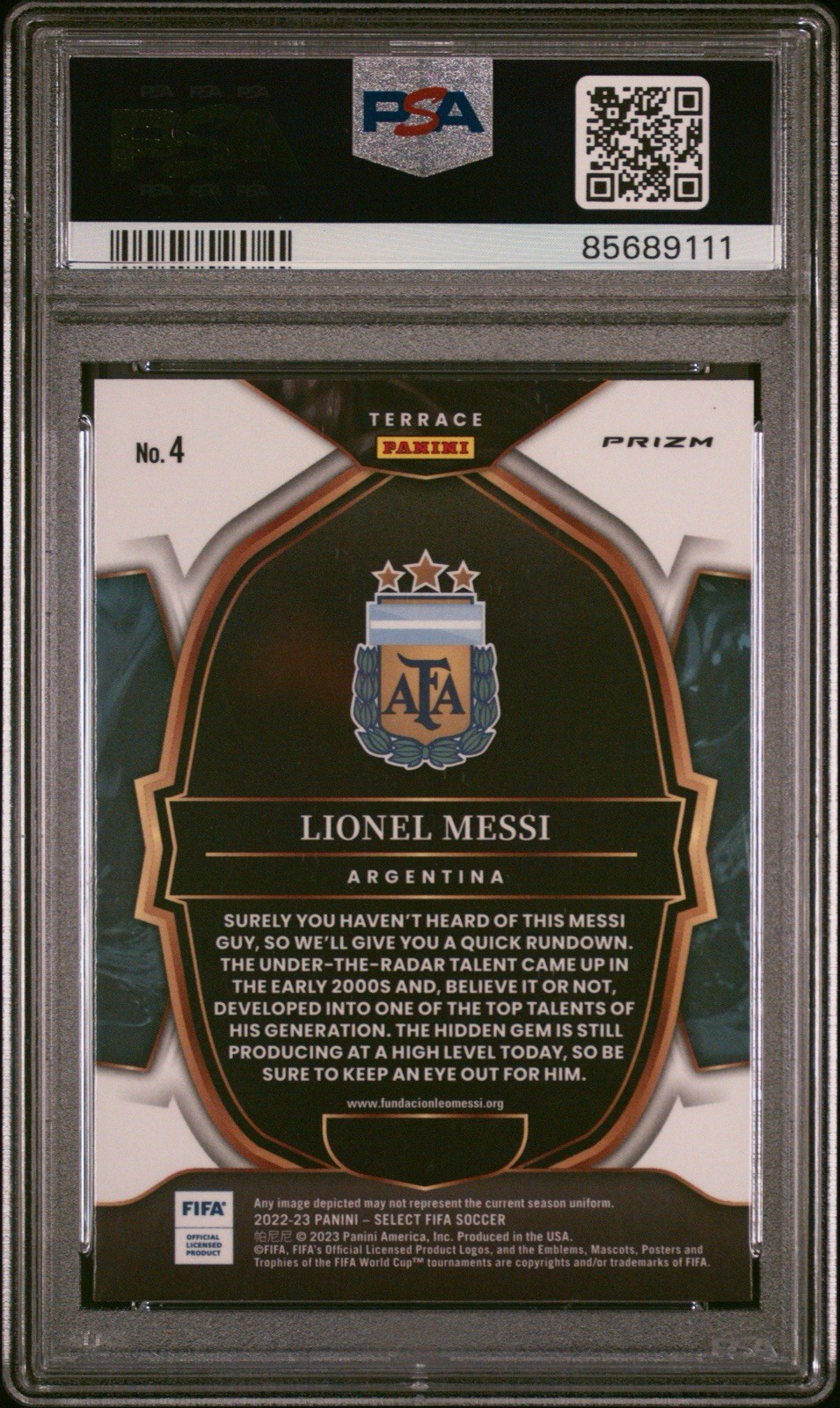 PSA 10: 2022-23 Select FIFA #4 Multi-Color Terrace – Lionel Messi