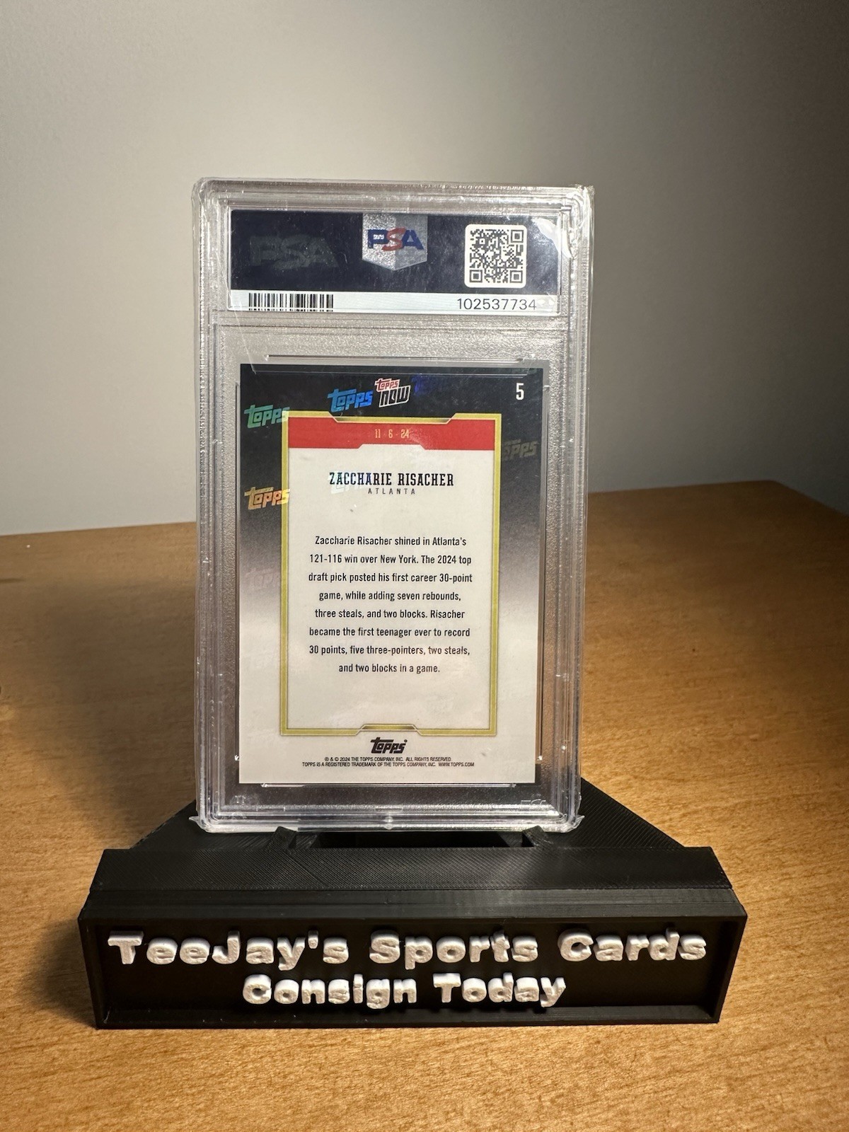 PSA 10 2024 TOPPS NOW #5 ZACCHARIE RISACHER GREEN /99 – 4TG2
