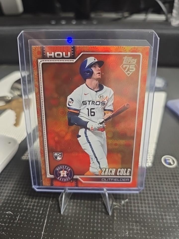 2026 Topps Series 2 Orange “SUN” Holo Foil Parallel #601 Zach Cole, Houston RC