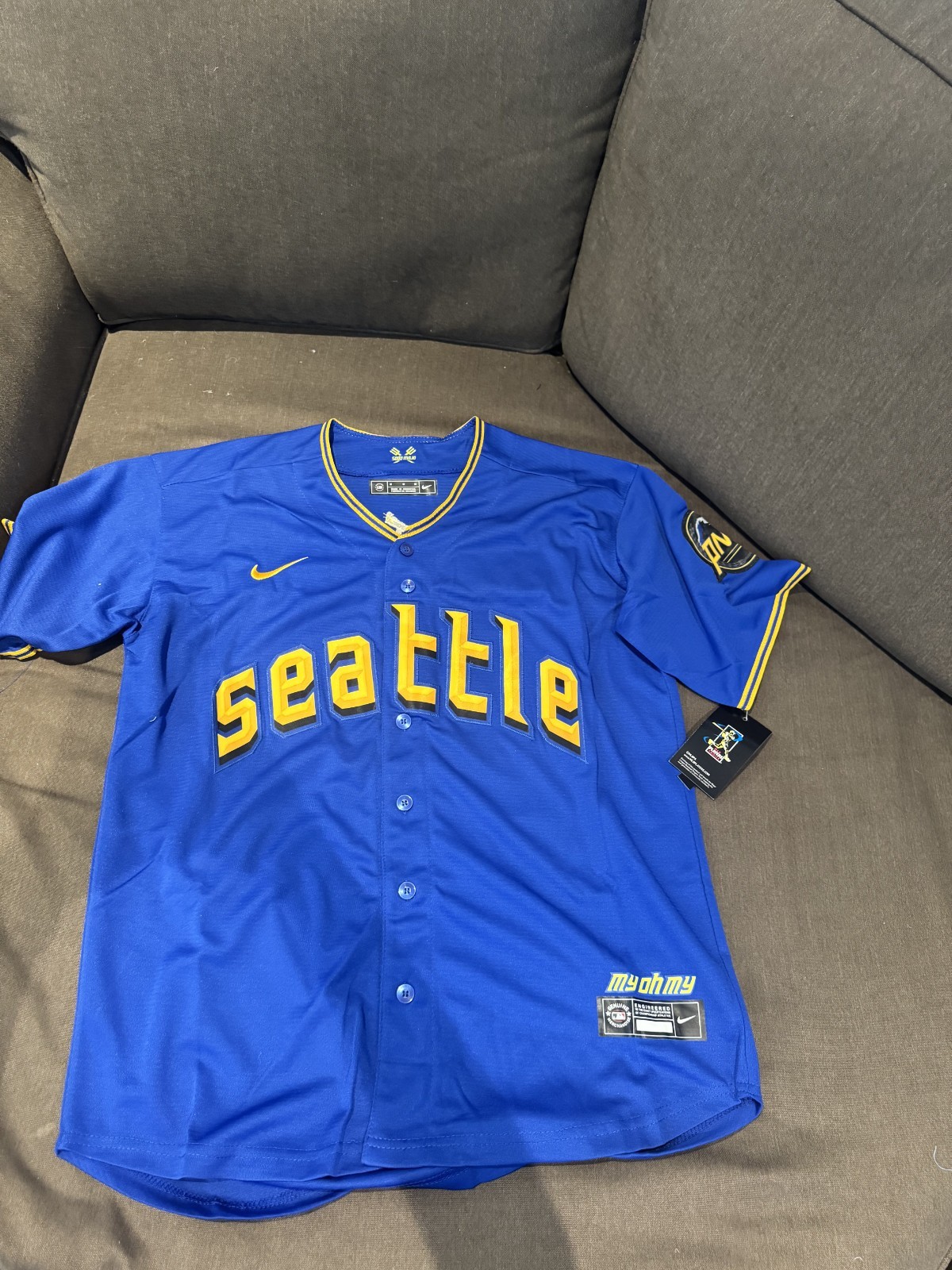 Julio Rodriguez Seattle Mariners Blue and Yellow Alternate Jersey Mens Size XL