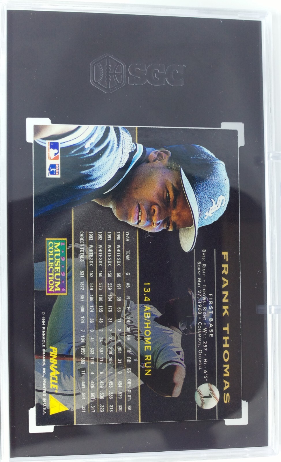 1994 Pinnacle Museum Collection Frank Thomas #1 HOF Chicago White Sox SGC 9