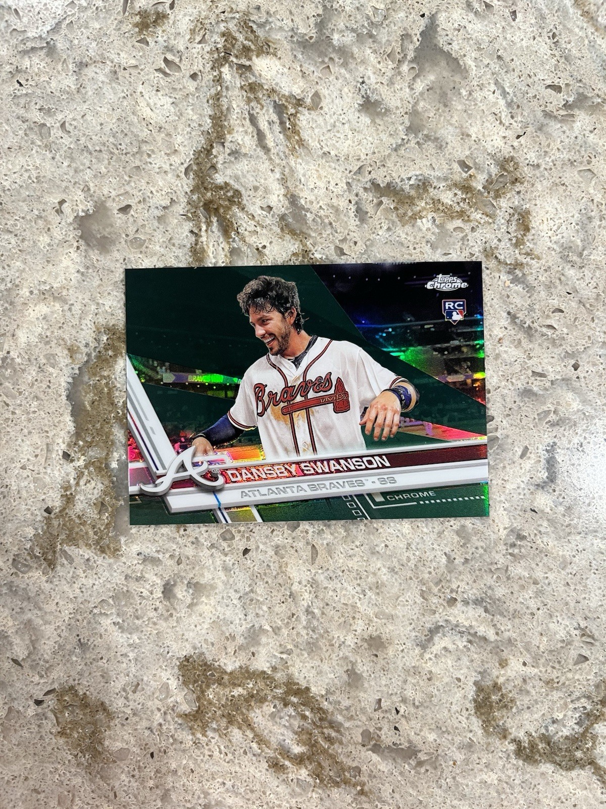 2017 Topps Chrome Dansby Swanson Photo Variation #8 Green Refractor /99 Rookie