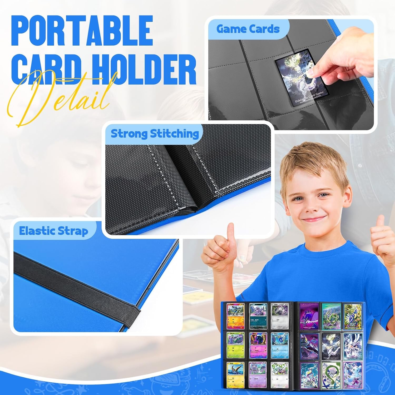 9 Pocket Card Binder Premium Zip Trading Card Binder Double Sided Pocket Binder