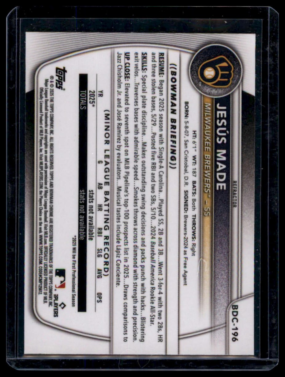 2025 Bowman Draft #BDC-196 Jesus Made Chrome Refractor