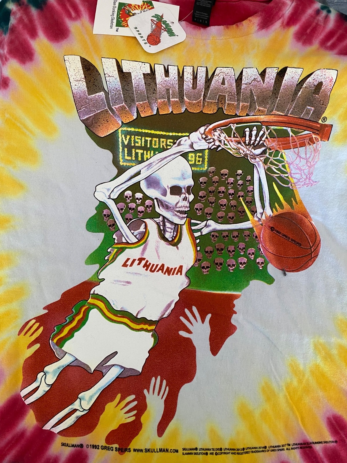 GRATEFUL DEAD Original 1992 design Lithuania Olympic Basketball Tie Dye T- shirt