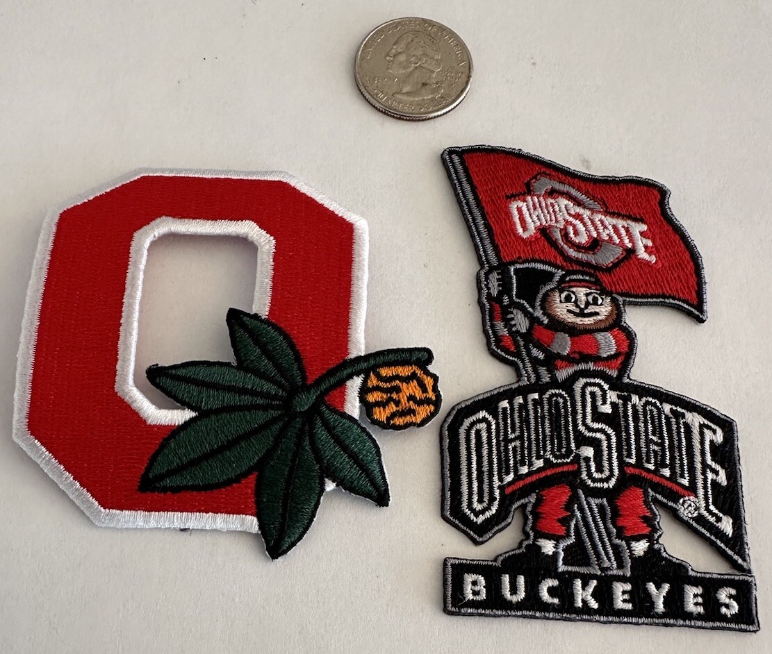 (2) OSU The Ohio State Vintage Embroidered Iron On Patches 3”x 3” & 3.5”x 2”