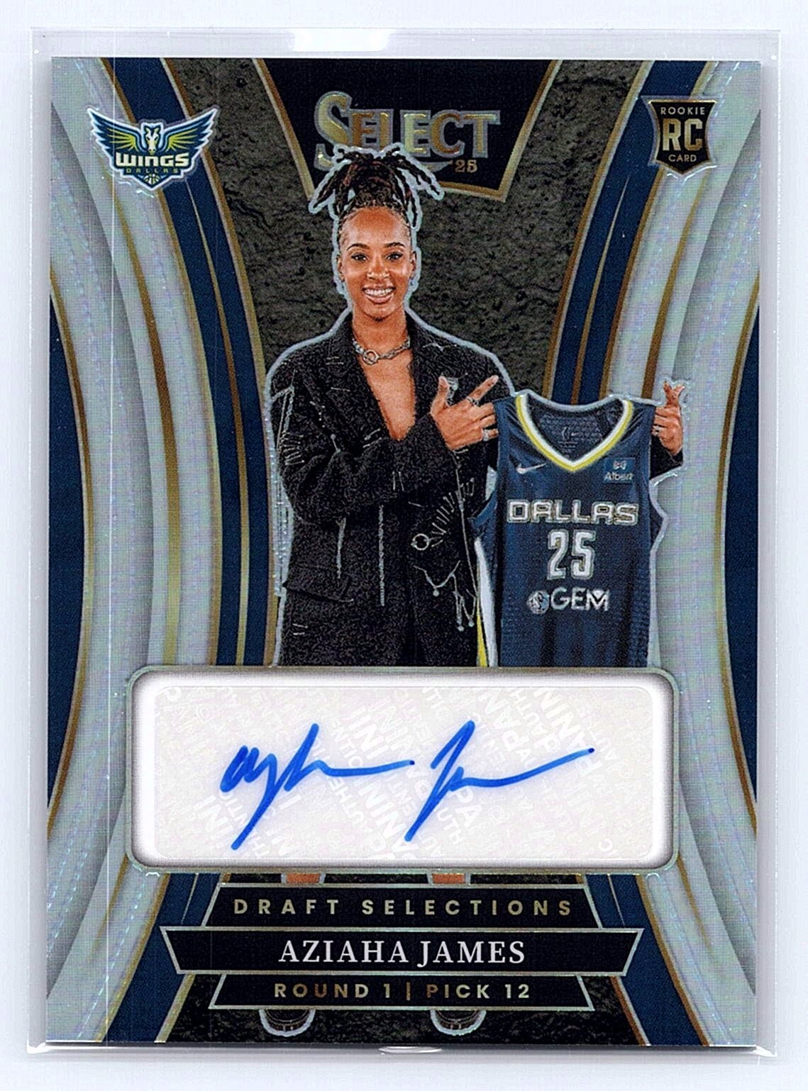2025 Panini Select WNBA AZIAHA JAMES Draft Selections Signatures RC #DSS-AJ Wing