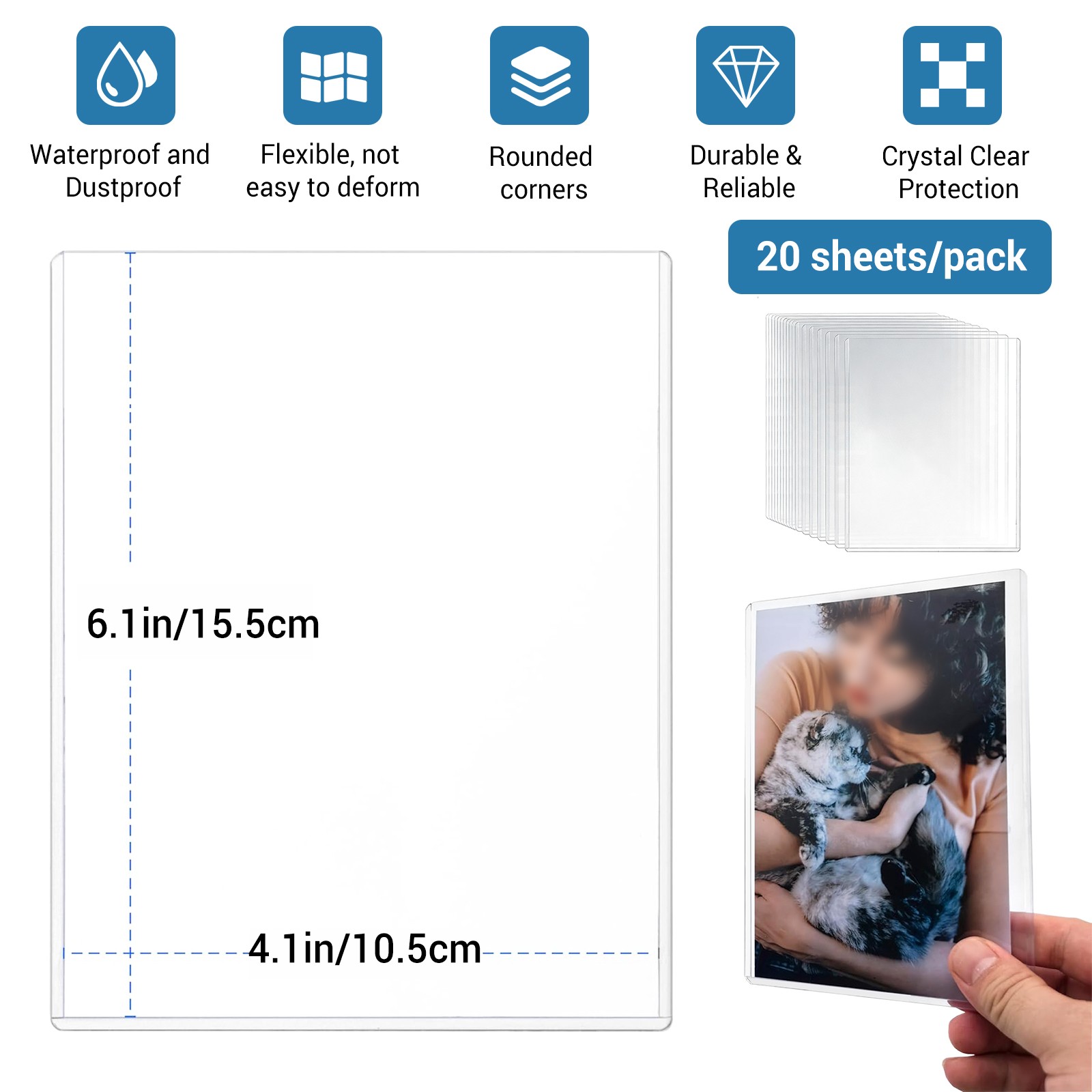 20-100pcs 4″ X 6″ Hard Plastic Card Sleeves Waterproof Postcard Photo Holders