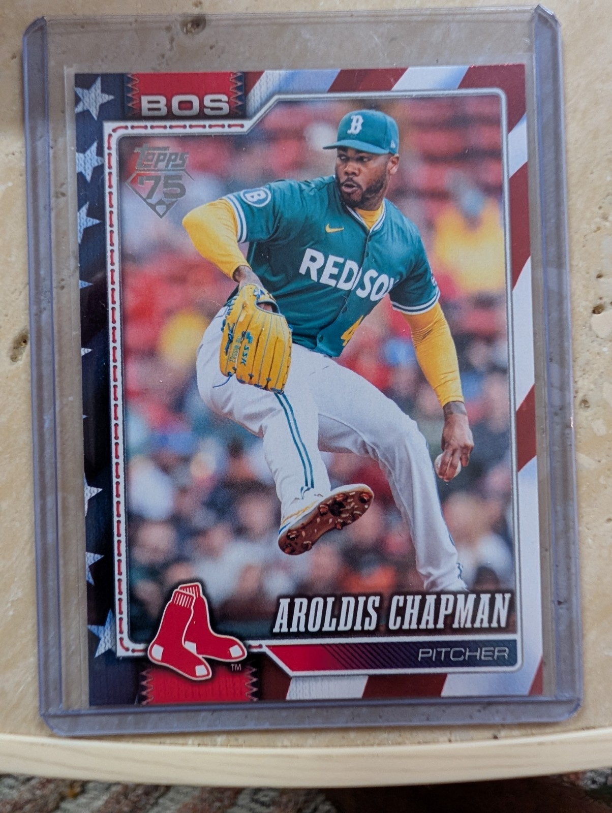 2026 Topps Series 2 #656 Aroldis Chapman 19/76 Stars & Stripes Parallel Red Sox