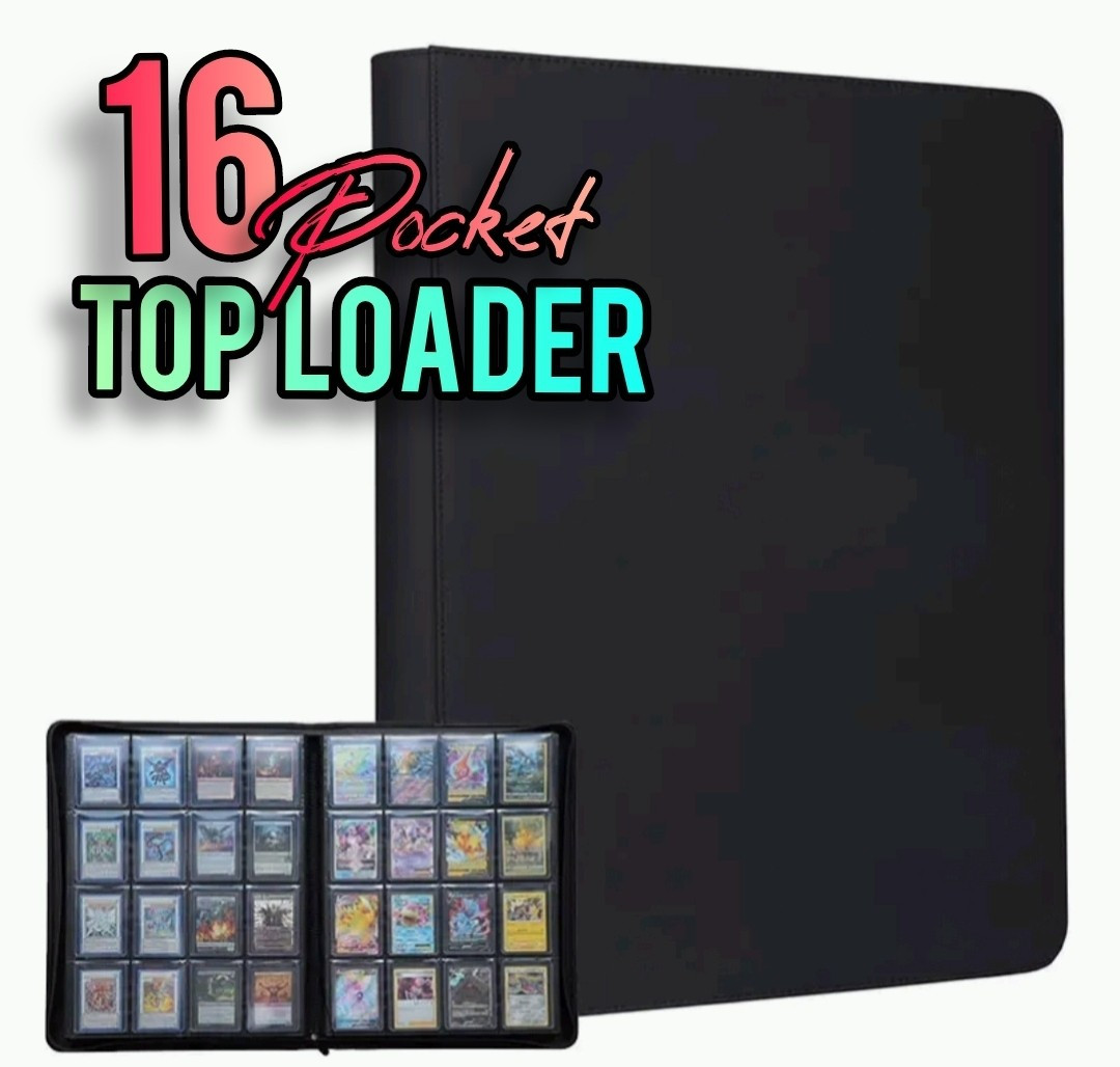 Top Loader Binder 16 Pocket | Trading Card Album 1024 Cards Toploader NEW 35pt