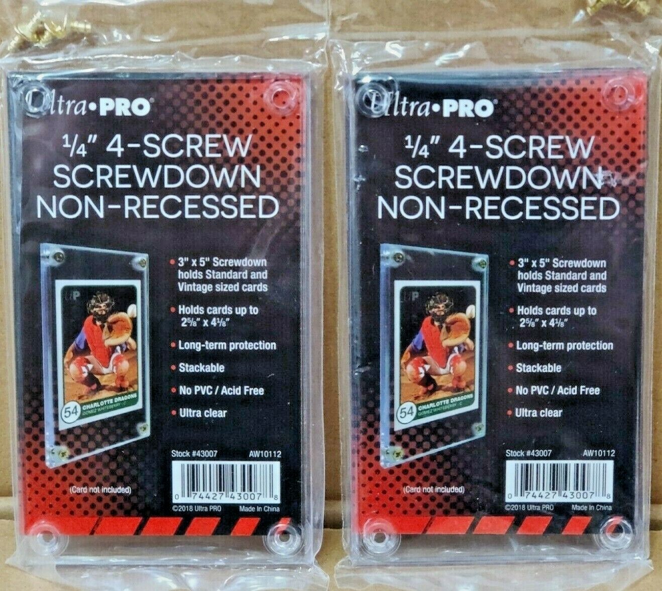 TWO Ultra Pro 1/4″ 4-Screw Screwdown Non-Recessed Standard Card Display Holders