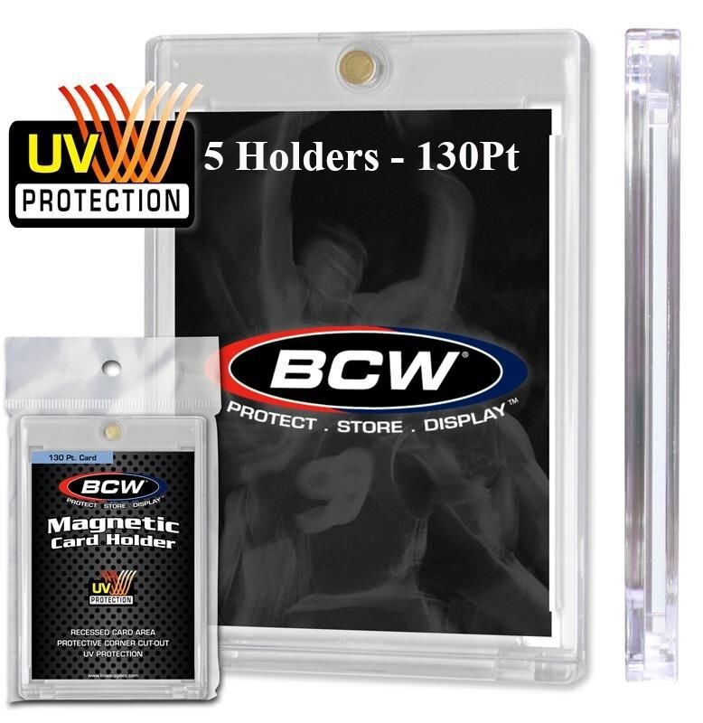 5 BCW Magnetic Card Holders 130 Pt Recessed UV Protection Slab 2 1/2 x 3 1/2 “