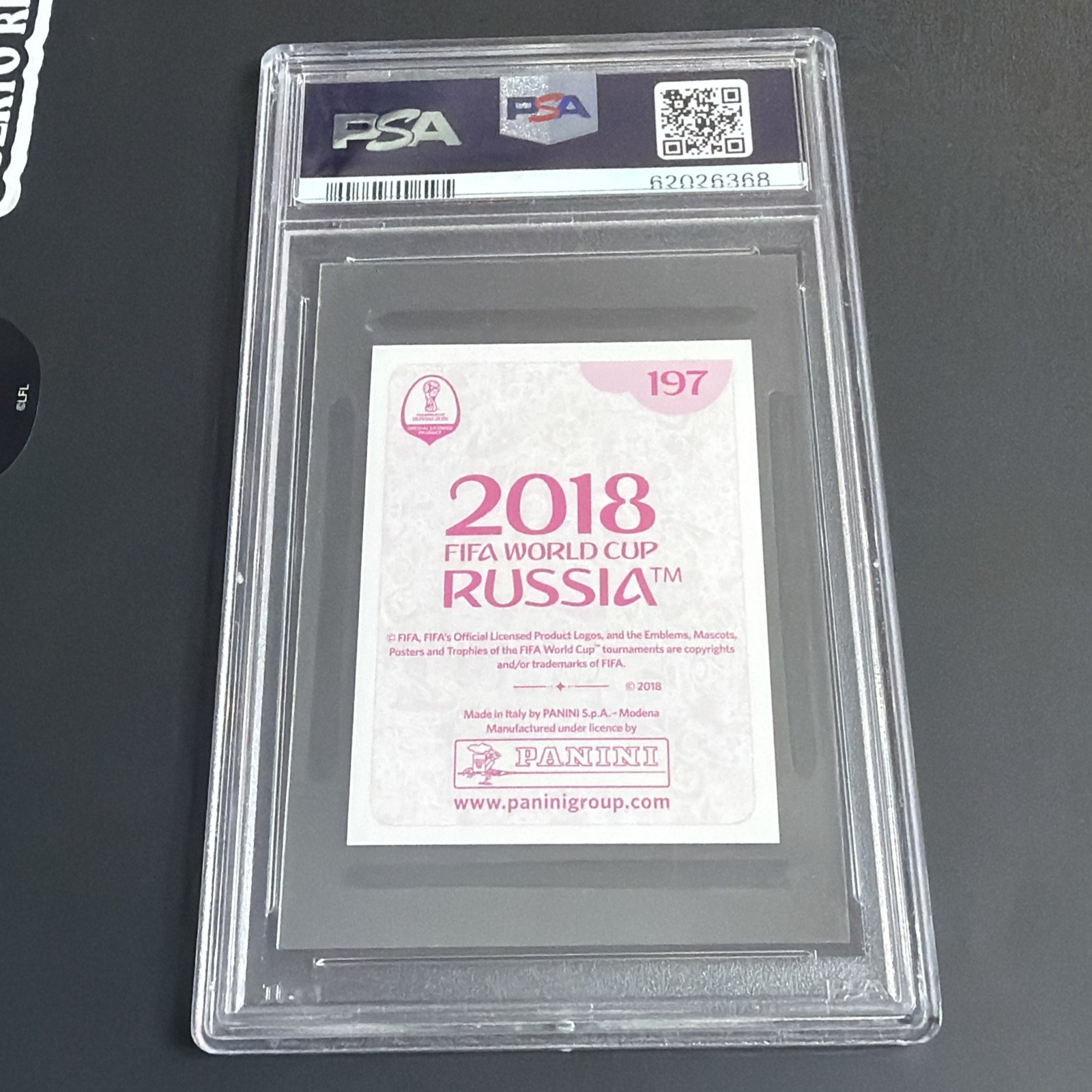 2018 PANINI WORLD CUP STICKERS PINK BACK #197 KYLIAN MBAPPE PSA 9