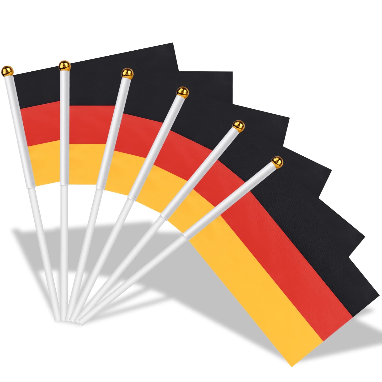 AhfuLife 30 Pcs Germany Hand Held Flags for World Cup 5×8 Inch-30 Pcs, German