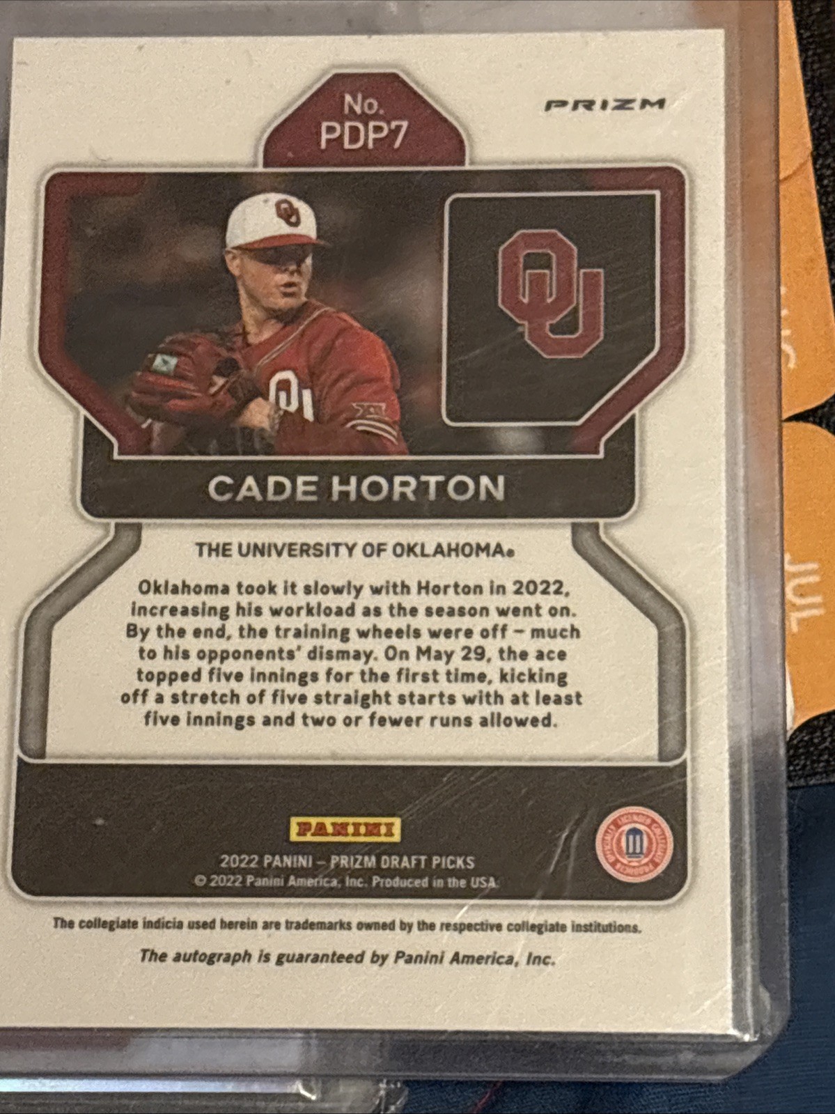 Cade Horton 2022 Panini Prizm Draft Picks SILVER PRIZM AUTO Rookie Card RC N240