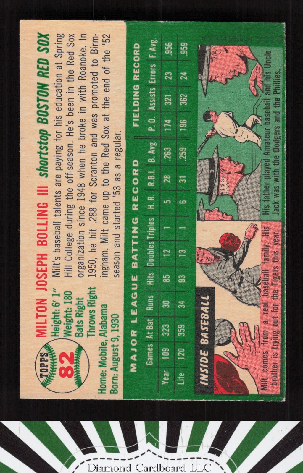 1954 Topps #82 Milt Bolling EX m