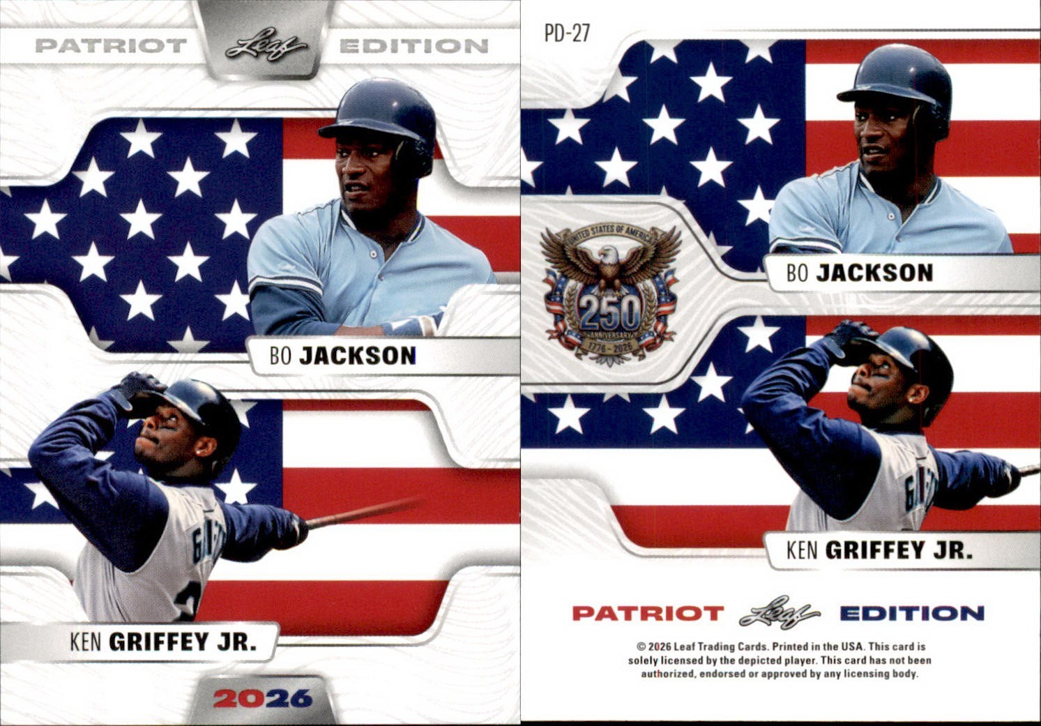2026 LEAF 250TH ANNIVERSARY PATRIOT EDITION JACKSON / GRIFFEY JR. PD-27 BASEBALL