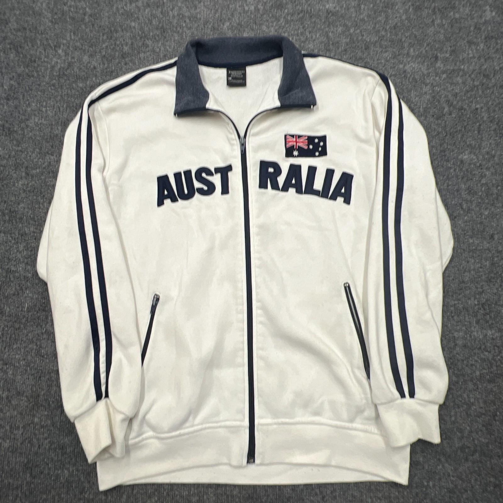 Samsousan Designs AUSTRALIA Track Jacket M / L Full Zip Polycotton Flag White