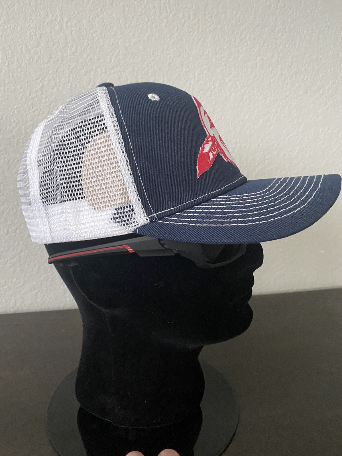 ATLANTA BRAVES CLASSIC THROWBACK LOGO TRUCKER SNAPBACK BLUE & WHITE HAT CAP NEW