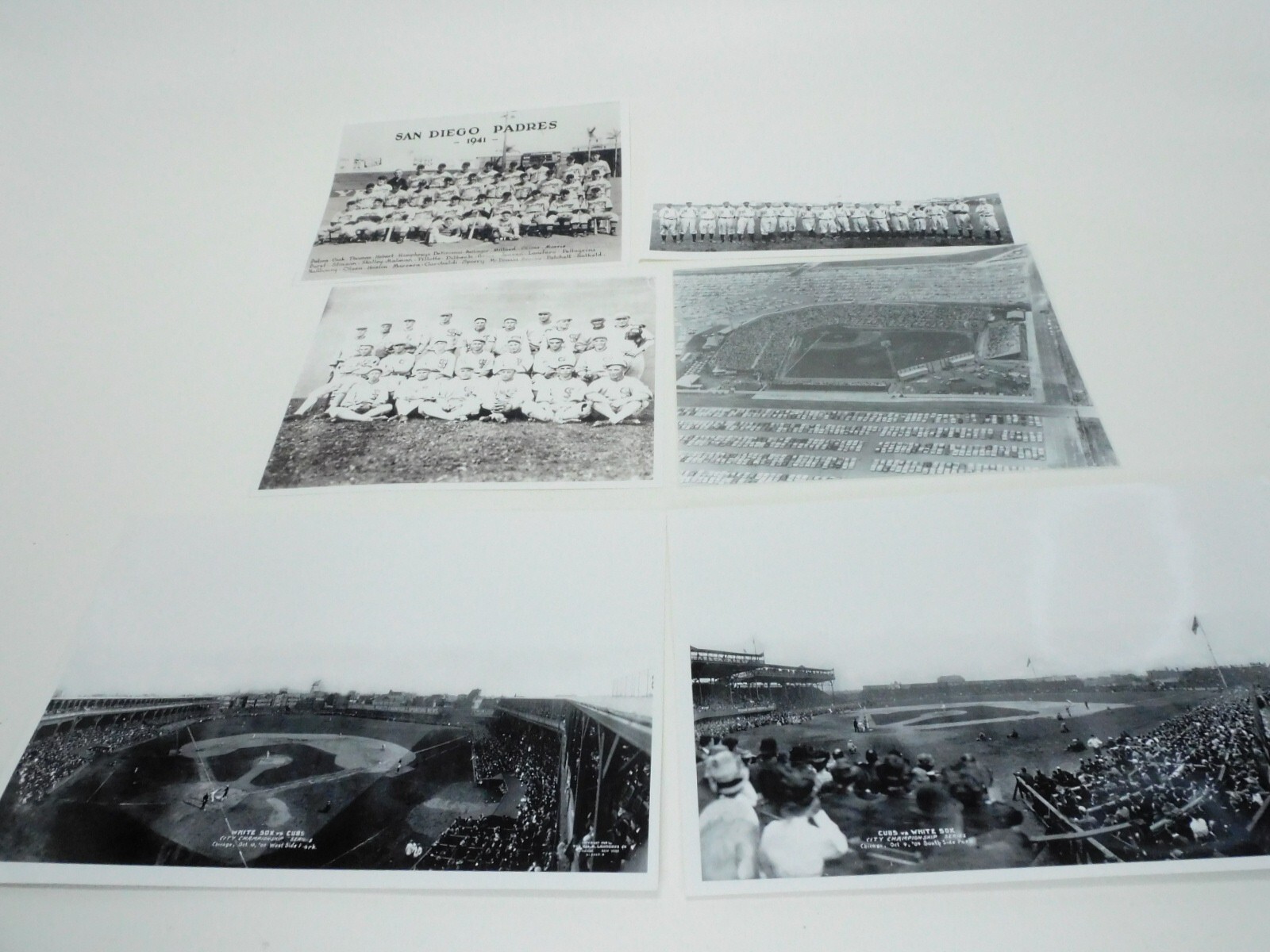 Lot of 6 Vintage Baseball Photos – Unknown Age, Estate Sale, Cubs, White Sox
