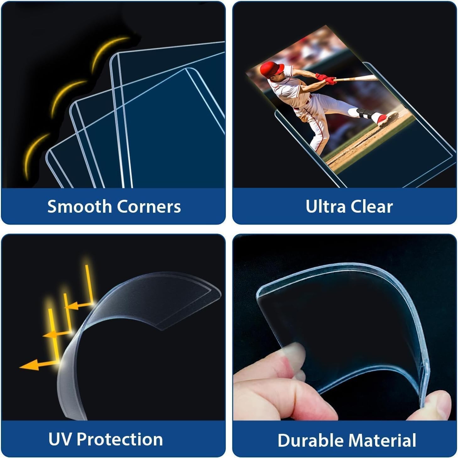 2000 Hard Plastic Card Sleeves, Premium Baseball Card Protectors, 3″x 4″ Trad…