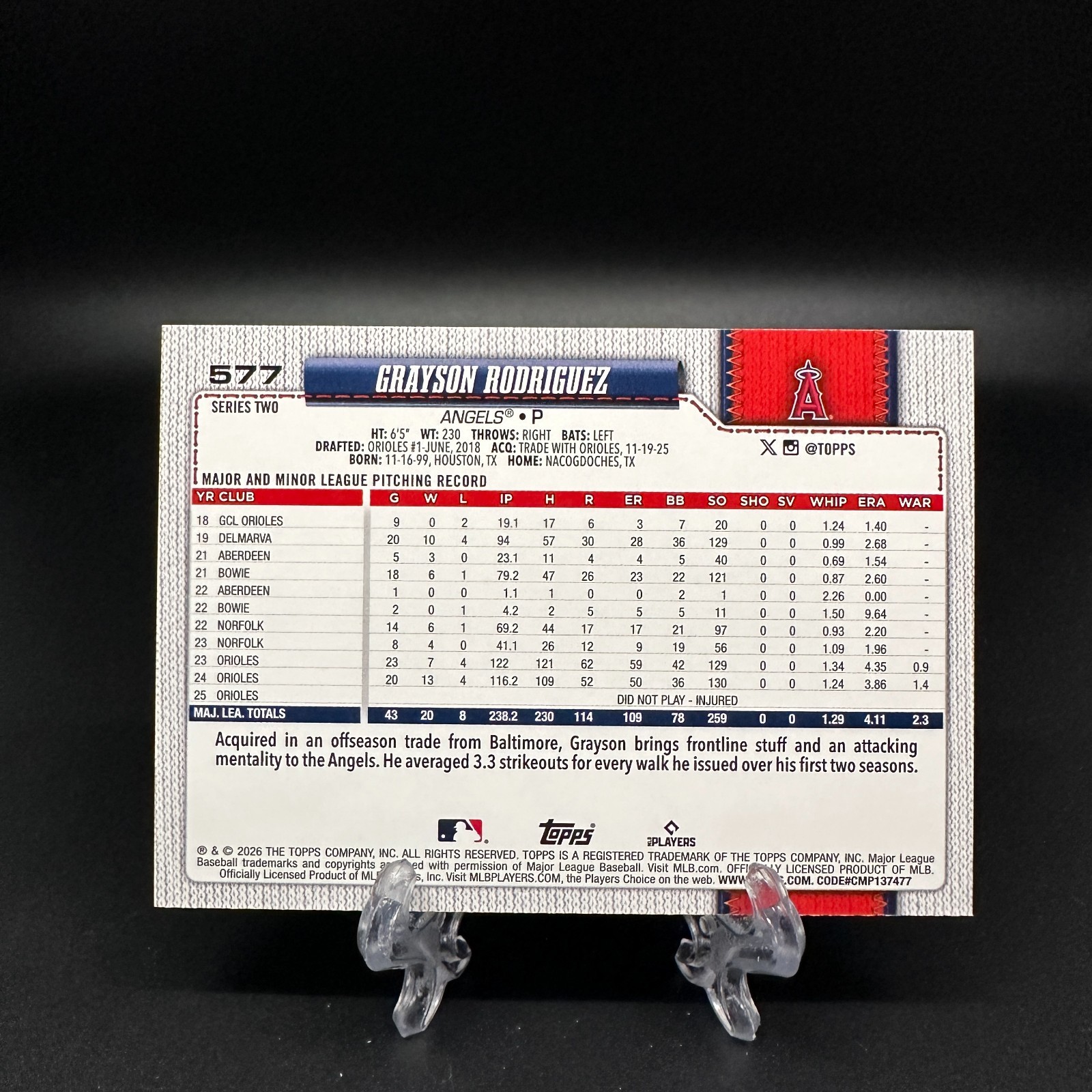 2026 Topps Series 2 – Grayson Rodriguez #577 Angels