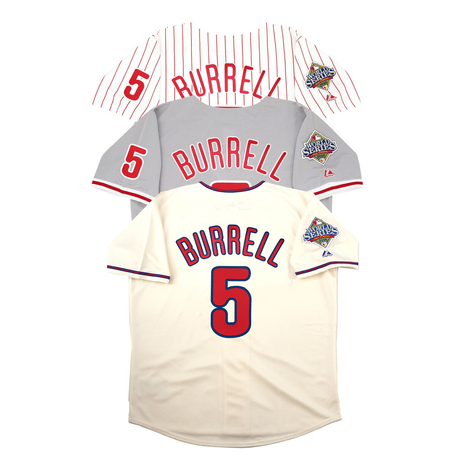 Pat Burrell 2008 Philadelphia Phillies World Series Home/Road/Alt Men’s Jersey