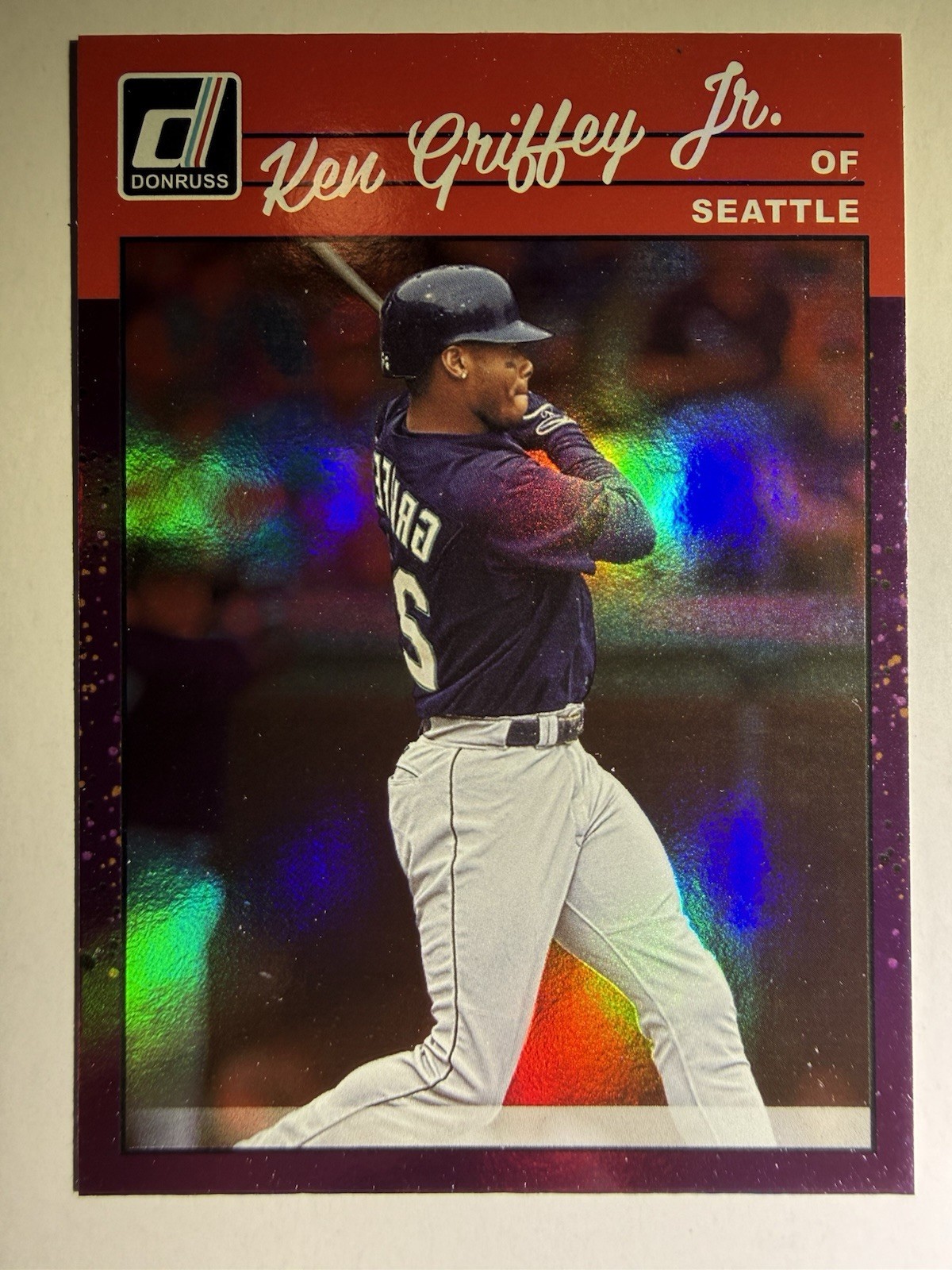 2023 Panini Donruss – Retro 1990 Variation Ken Griffey Jr #260 Holo Purple HOF