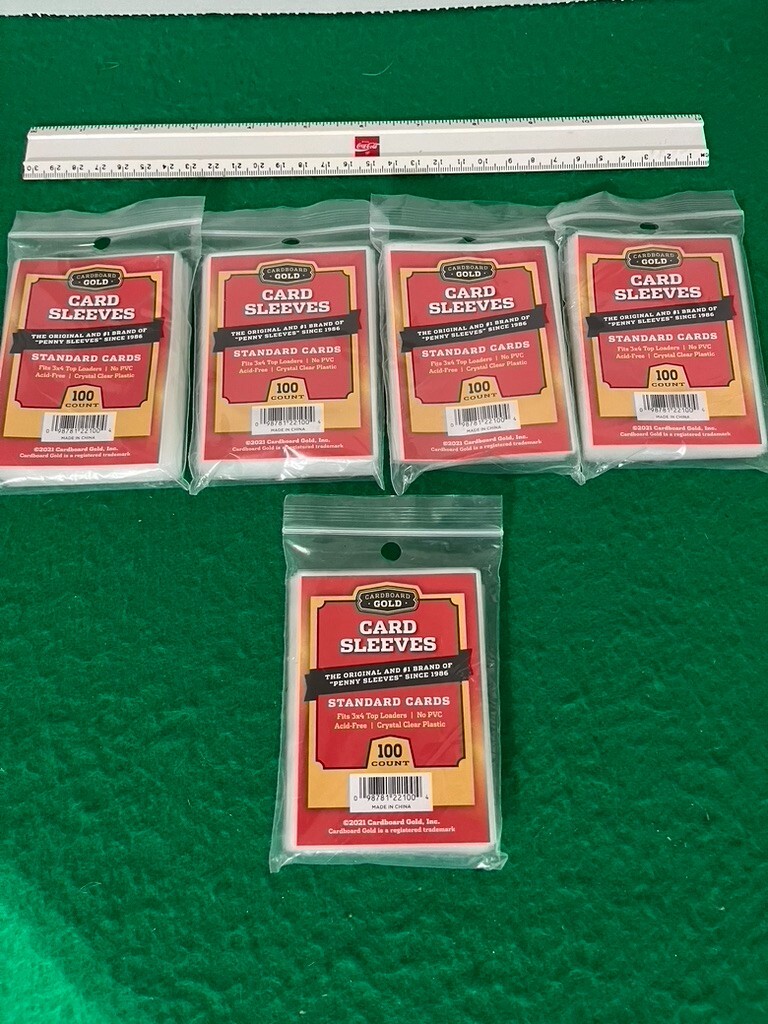 5 Packs – 100 Cardboard Gold Card Soft Sleeves – New in packs LQQK