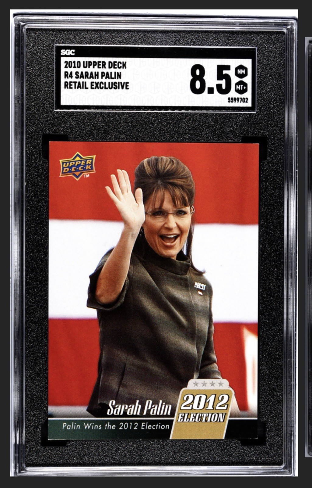 2010 Upper Deck #R4 Sarah Palin Retail Exclusive Walmart SSP SGC 8.5 NM+ RARE
