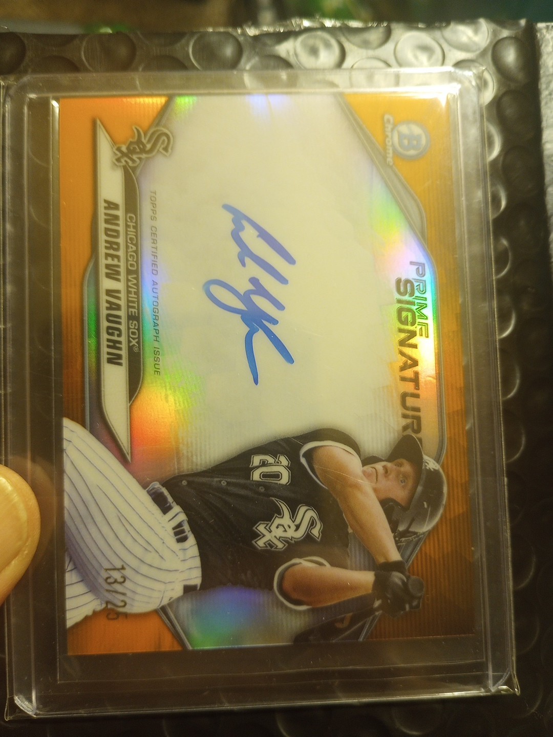 2020 Bowman Chrome Andrew Vaughn Prime Signatures AUTO Orange SSP /25 PCS-AV…