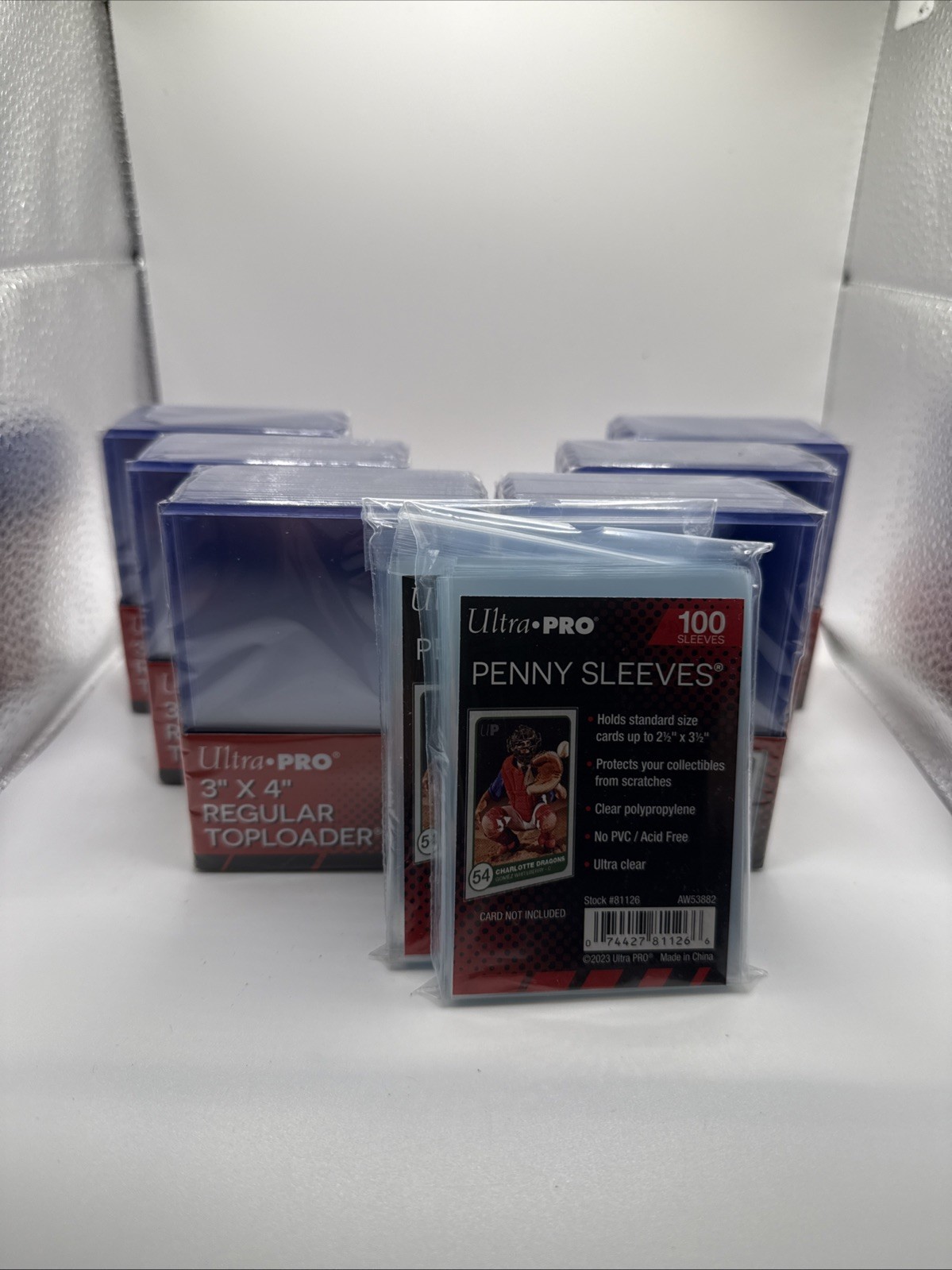 Ultra Pro 3X4 35pt Toploaders 6 Packs of 25 for Standard Cards and 200 sleeves