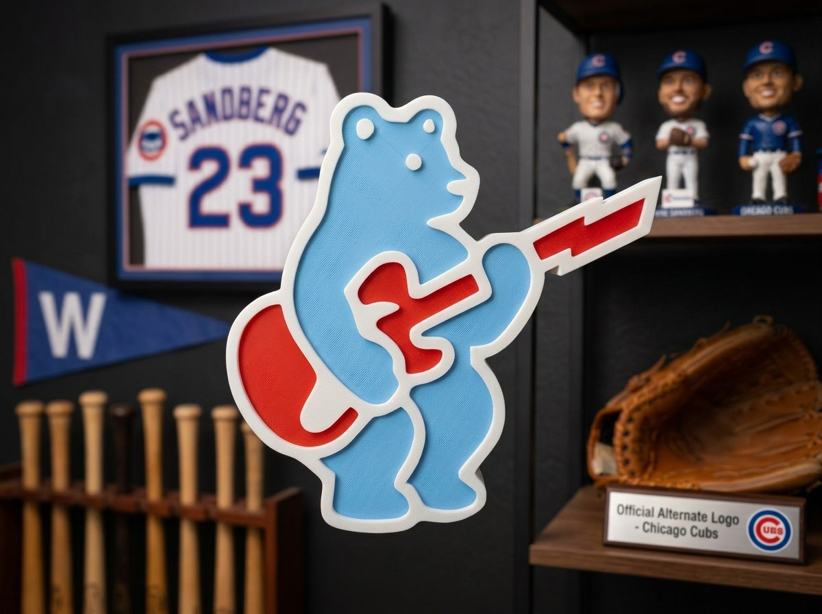 Chicago Cubs Rock Bear Alternate 3D Logo Sign Wall Shelf Decor Man Cave MLB