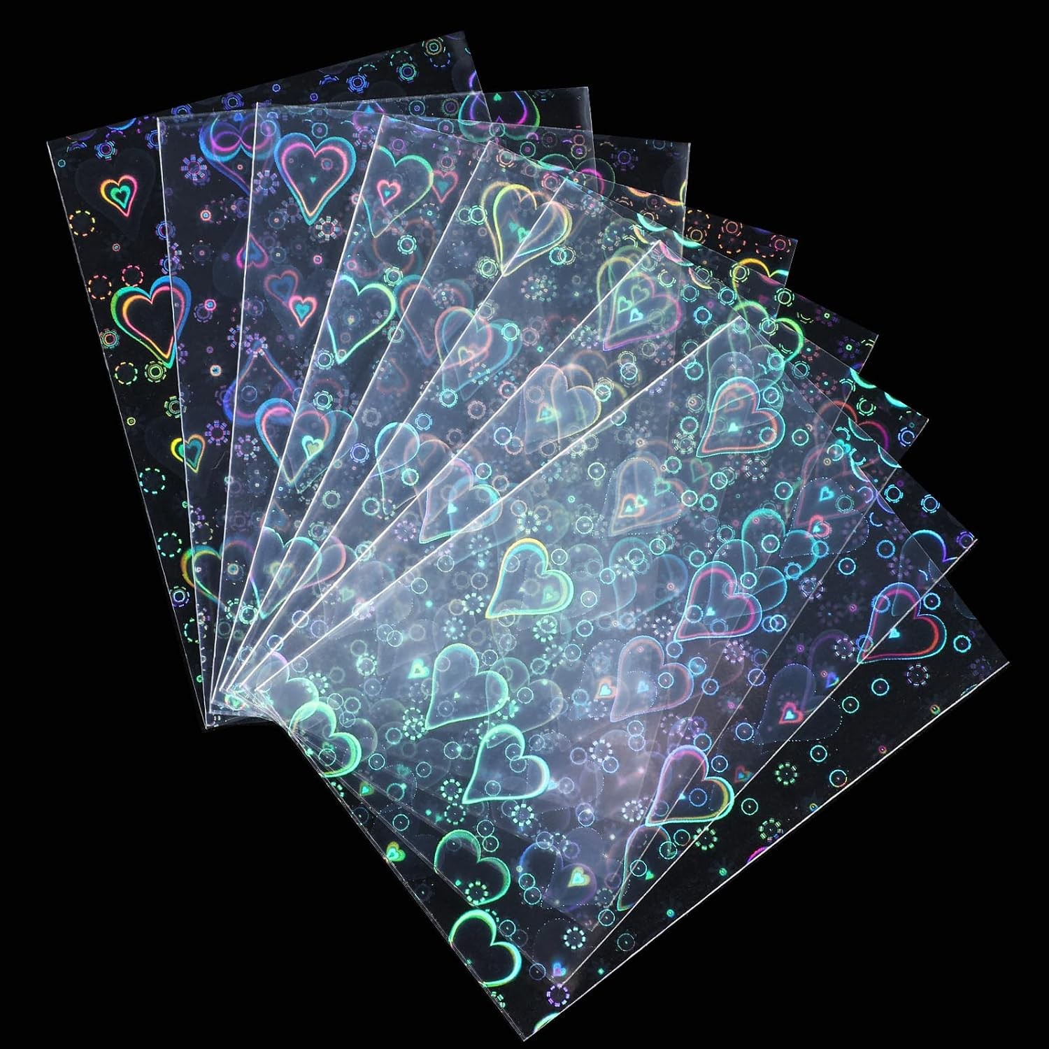 200Pcs Photocard Sleeves Heart Shape Laser Flashing Card Sleeves JJUNW Sleeves