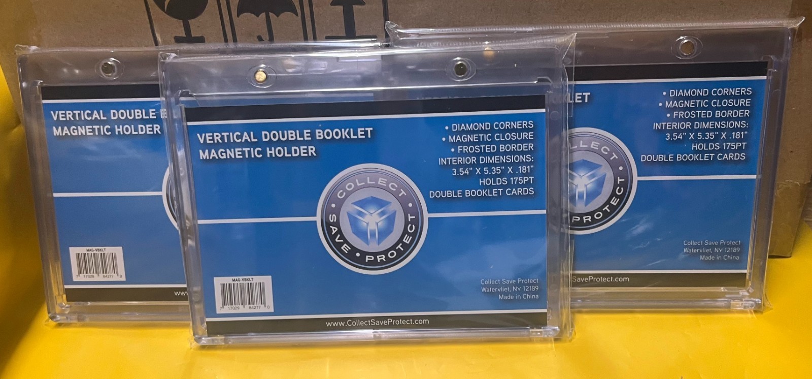 Lot of 3 Vertical Double Booklet One Touch Magnetic Card Holder by CSP 175pt