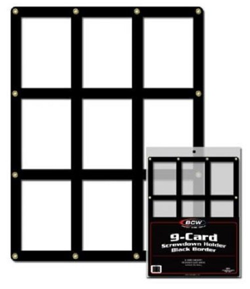 1 BCW High Quality Clear 9 Card Screwdown Holder Black Border 12 1/2 x 9 1/2 NEW