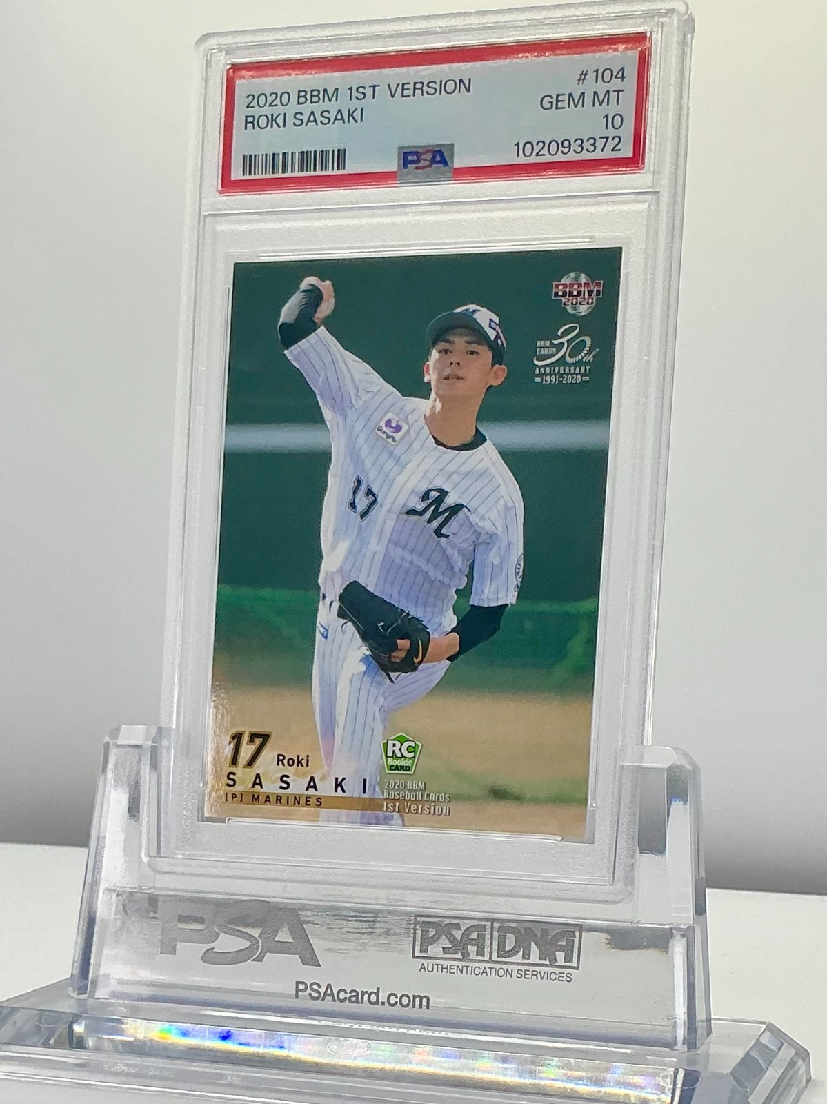 ROKI SASAKI 2020BBM 1ST VERSION #104 PSA10!GEMMINT!ROOKIE CARD!LOWPOP!
