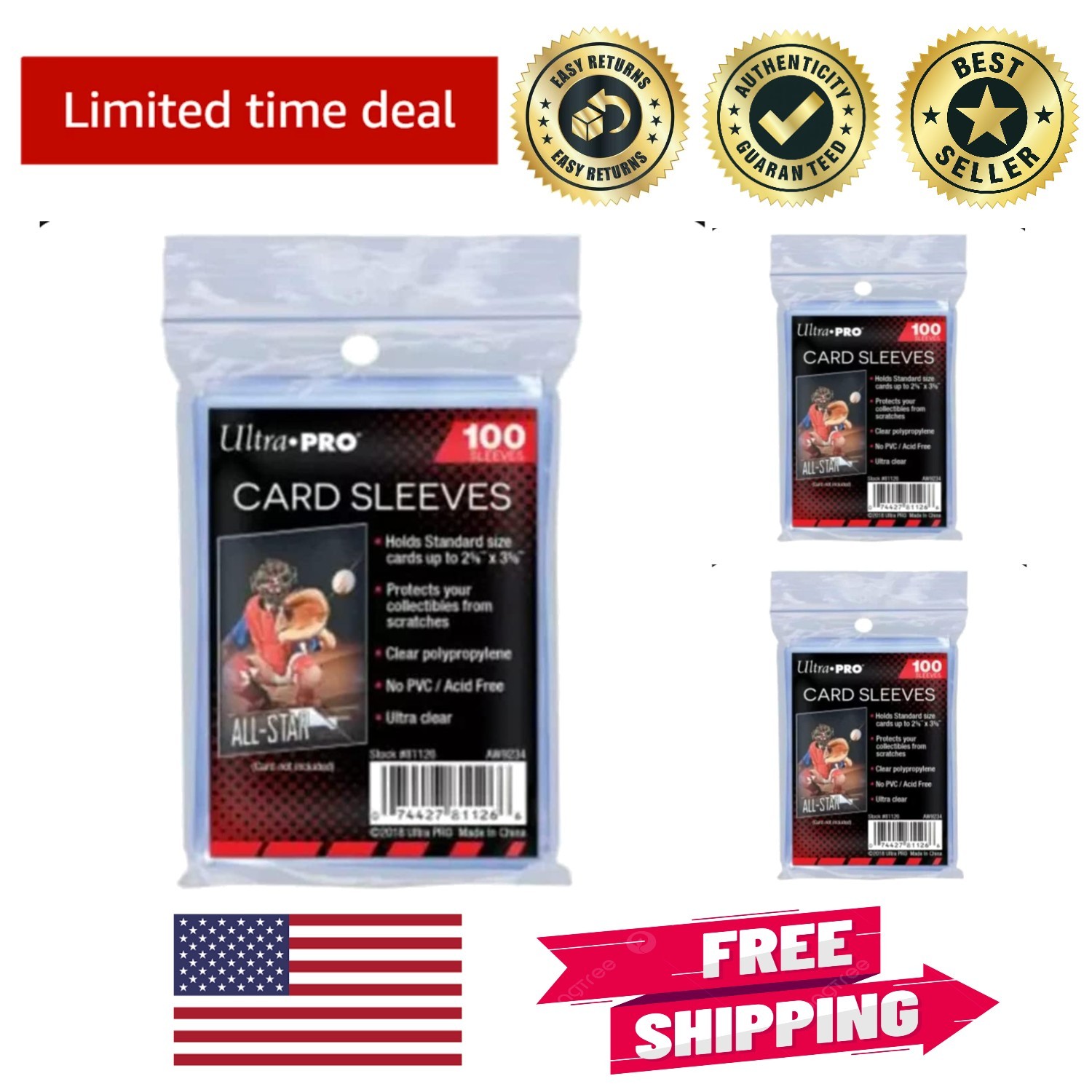 100 Soft Card Sleeves – Acid-Free, Clear Design for Sports Cards Preservation