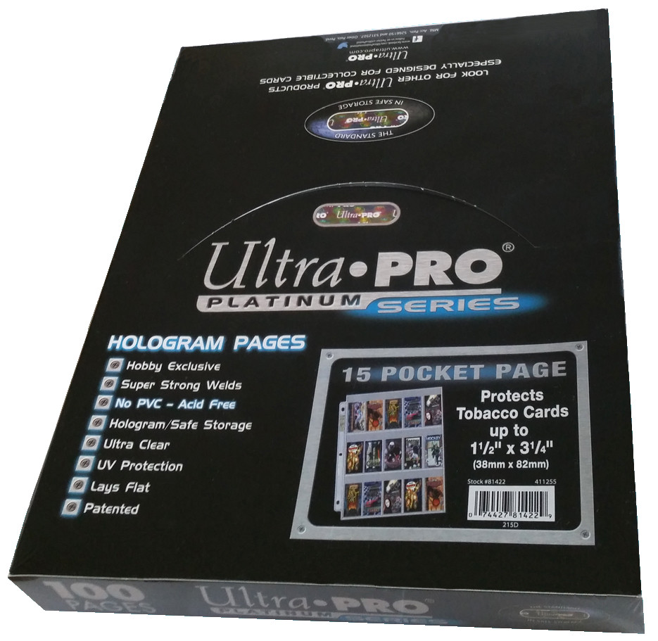 100 Ultra Pro Platinum 15-Pocket Card Pages Tobacco T-206 Sheets Protectors