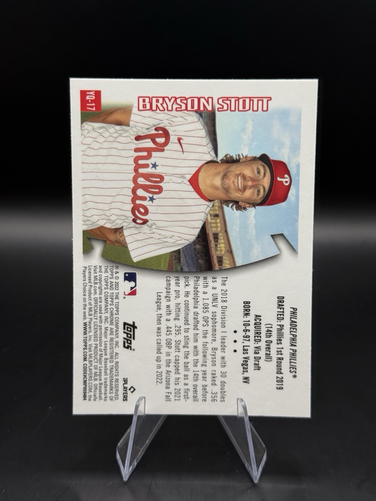 Bryson Stott 2022 Topps Chrome Sonic 1996 Youthquake #YQ-17 Phillies Rookie Card