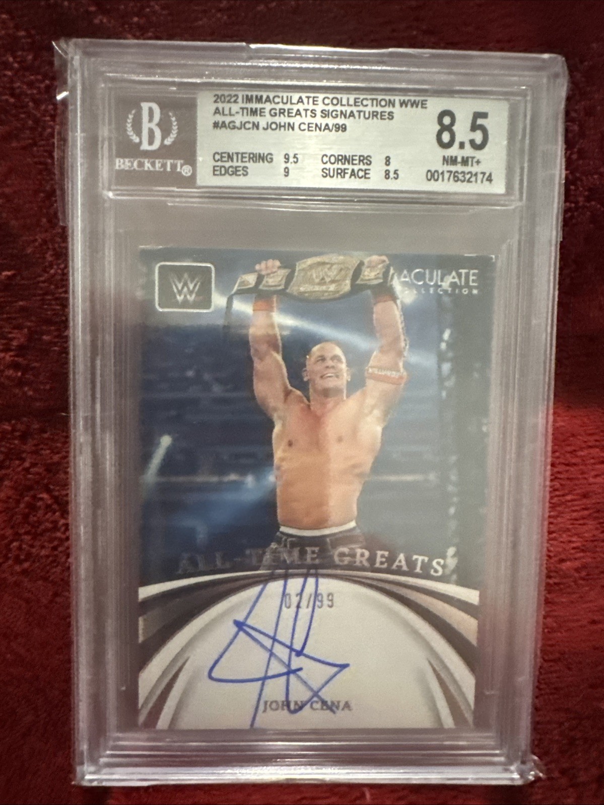 2022 JOHN CENA IMMACULATE COLLECTION WWE ALL-TIME GREATS SIGNATURES AUTO 2/99